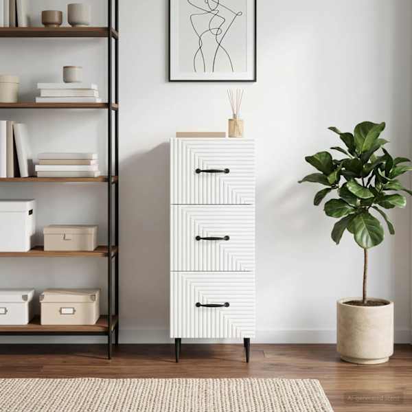 Sahtlibüroo Kõrgläikega valge 33 × 34,5 × 89,5 cm Tehispuit