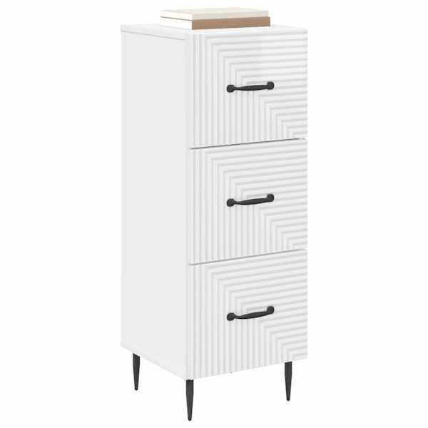 Sahtlibüroo Kõrgläikega valge 33 × 34,5 × 89,5 cm Tehispuit