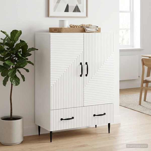Kõide sahtliga Kõrgläikega valge 66 × 34,5 × 95 cm Tehispuit