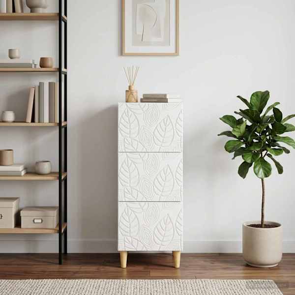 Sahtlibüroo 33 × 34,5 × 90 cm Tehispuit Kõrgläikega valge