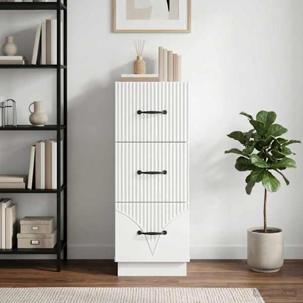 Sahtlibüroo 33 × 34,5 × 87 cm Tehispuit Kõrgläikega valge