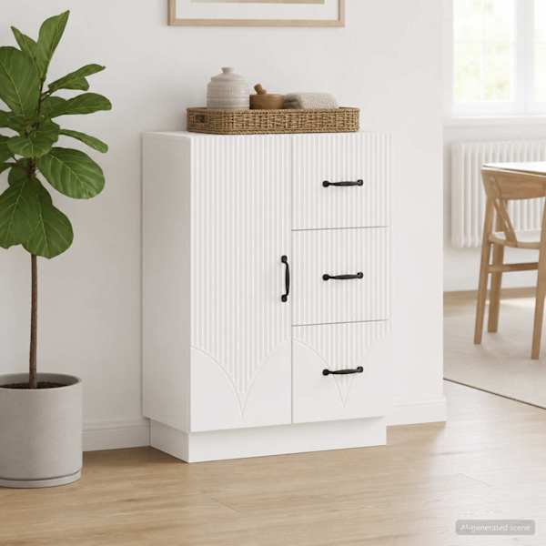 Kõide sahtliga Kõrgläikega valge 66 × 34,5 × 87 cm Tehispuit