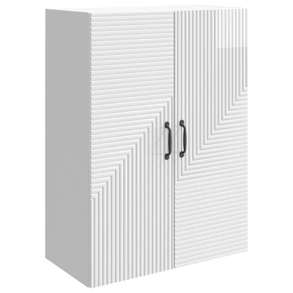 Seinale kinnitatav kapp Kõrgläikega valge 66 × 34,5 × 90 cm