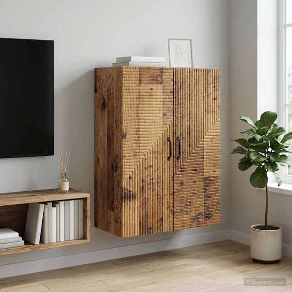 Seinale kinnitatav kapp Vana puit 66 × 34,5 × 90 cm Tehispuit