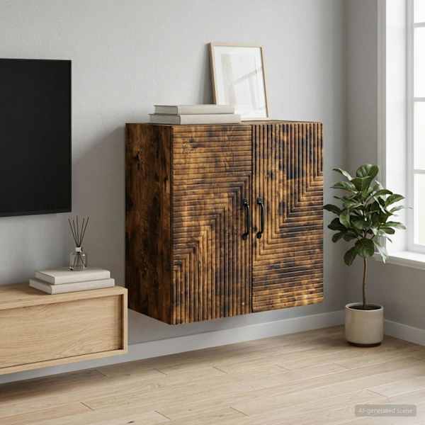 Seinale kinnitatav kapp Suitsutatud tamm 59 × 31 × 60 cm