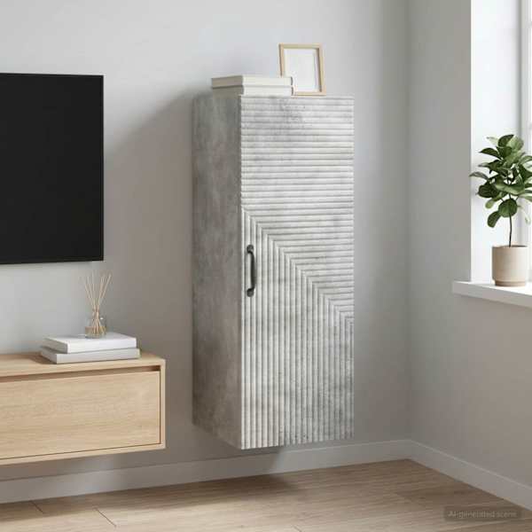 Seinale kinnitatav kapp Betoonhall 33 × 34,5 × 90 cm Tehispuit