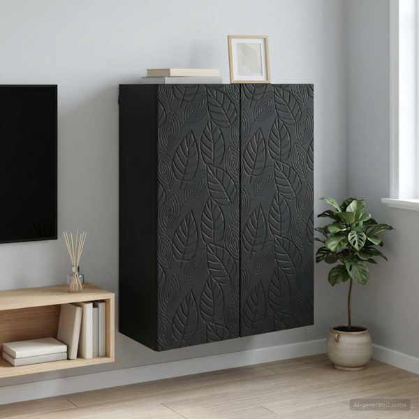 Seinale kinnitatav kapp 66 × 34,5 × 90 cm Tehispuit Must