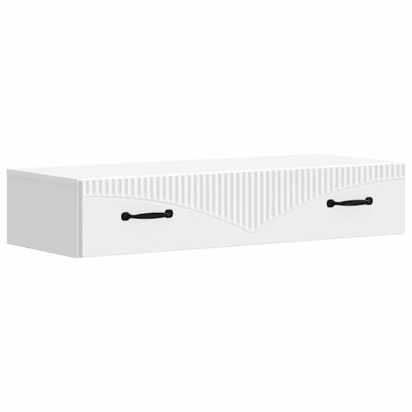 Seinale kinnitatav külglaud Valge 87,5 × 34,5 × 17 cm Tehispuit