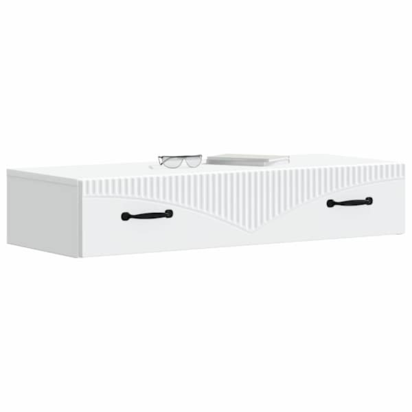 Seinale kinnitatav külglaud Valge 87,5 × 34,5 × 17 cm Tehispuit