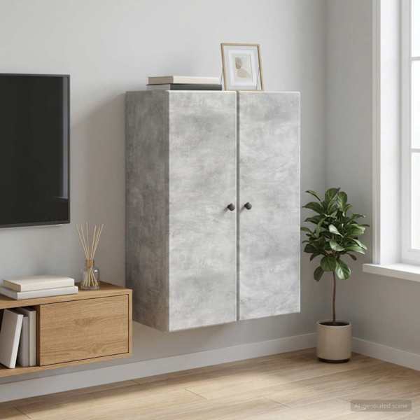 Seinale kinnitatav kapp 66 × 34,5 × 90 cm Tehispuit Betoonhall