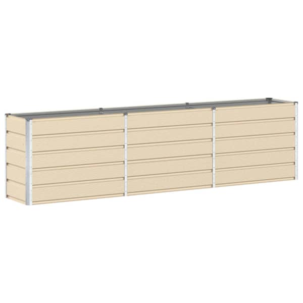 Taimekast 290 × 50 × 75 cm, tsingitud teras – elevandiluutooni