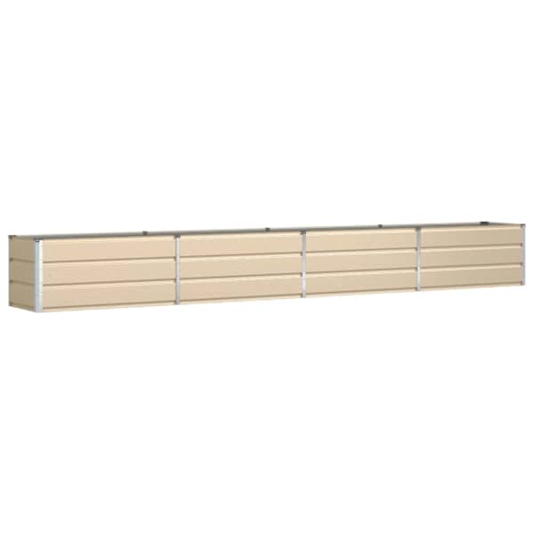 Taimekast 385 × 50 × 45 cm, tsingitud teras – elevandiluutooni