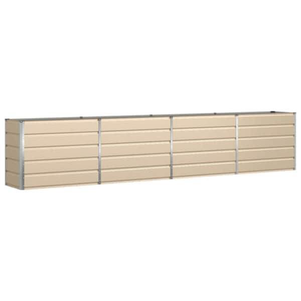 Taimekast 385 × 50 × 75 cm, tsingitud teras – elevandiluutooni