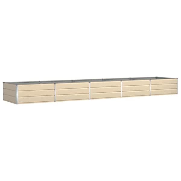 Taimekast 480 × 100 × 45 cm, tsingitud teras – elevandiluutooni