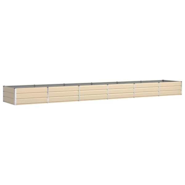 Taimekast 580 × 100 × 45 cm, tsingitud teras – elevandiluutooni