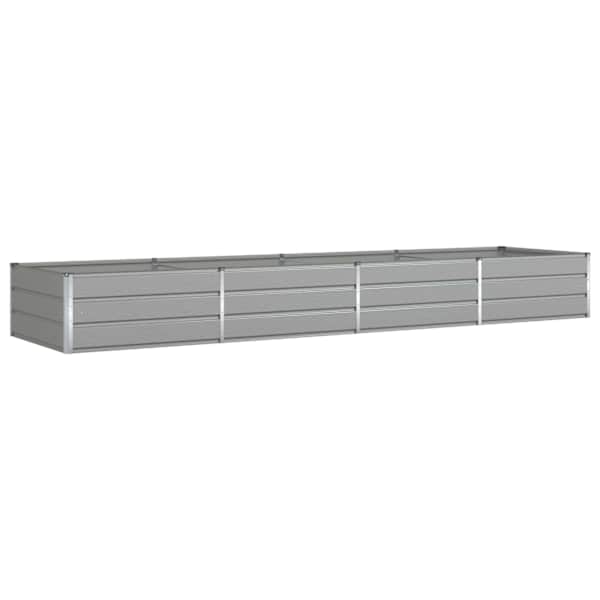 Taimekast 385 × 100 × 45 cm, tsingitud teras – helehall