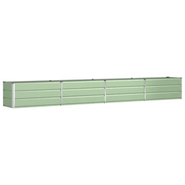 Taimekast 385 × 50 × 45 cm, tsingitud teras – pastellroheline