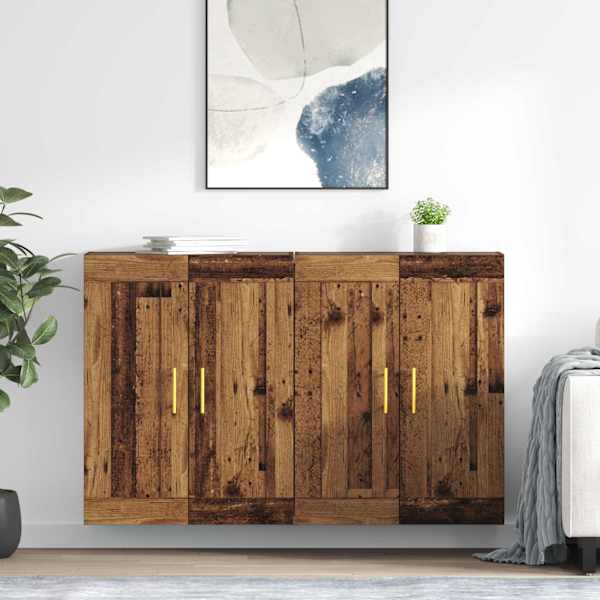 Seinale kinnitatav kapp 2 tk Vana puit 69,5 × 34 × 90 cm