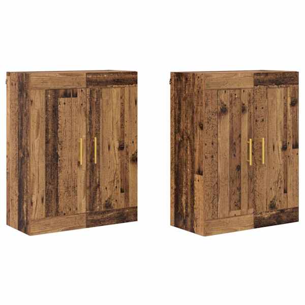 Seinale kinnitatav kapp 2 tk Vana puit 69,5 × 34 × 90 cm