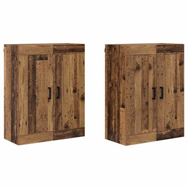 Seinale kinnitatav kapp 2 tk Vana puit 69,5 × 34 × 90 cm