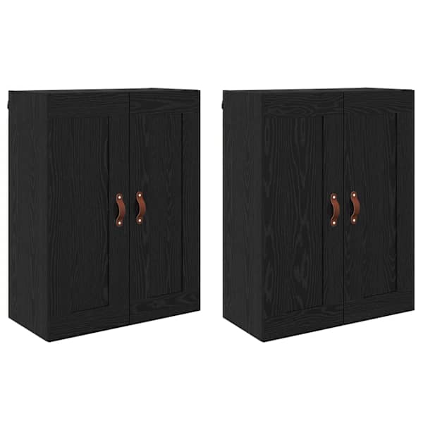 Seinale kinnitatav kapp 2 tk Must tamm 69,5 × 34 × 90 cm