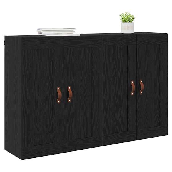 Seinale kinnitatav kapp 2 tk Must tamm 69,5 × 34 × 90 cm
