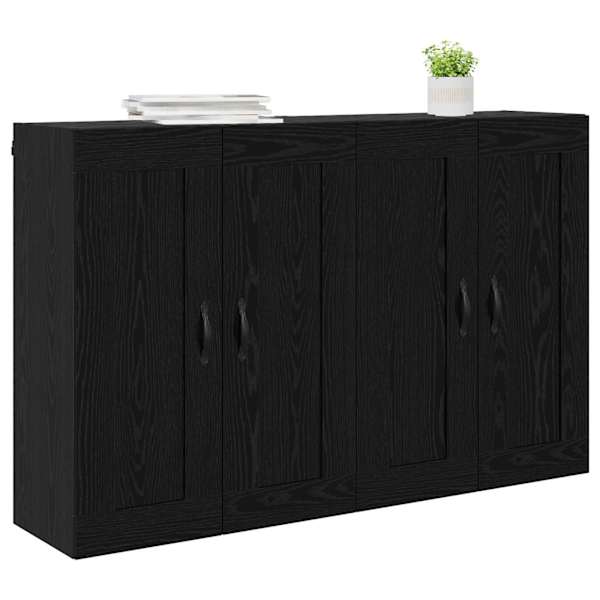 Seinale kinnitatav kapp 2 tk Must tamm 69,5 × 34 × 90 cm
