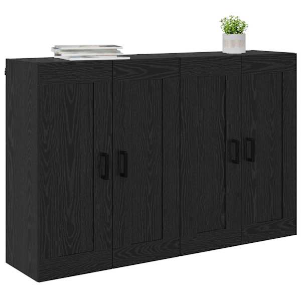 Seinale kinnitatav kapp 2 tk Must tamm 69,5 × 34 × 90 cm