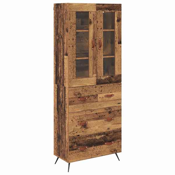 Kõrge kapp riiuliga 2 tk Vana puit 69,5 × 34 × 180 cm Tehispuit
