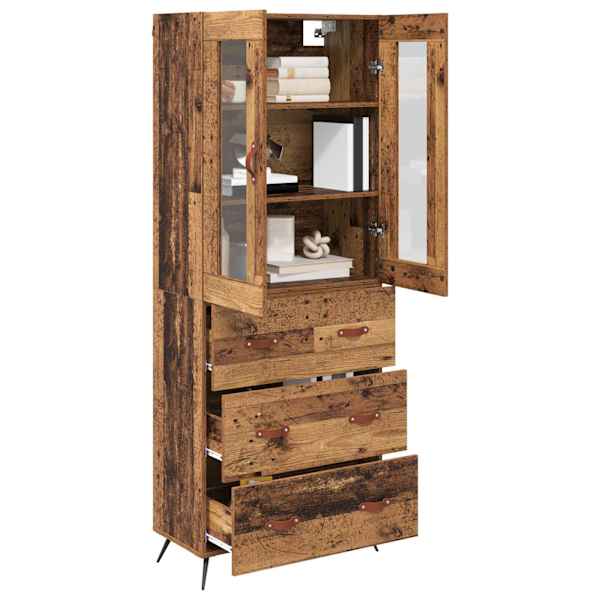 Kõrge kapp riiuliga 2 tk Vana puit 69,5 × 34 × 180 cm Tehispuit