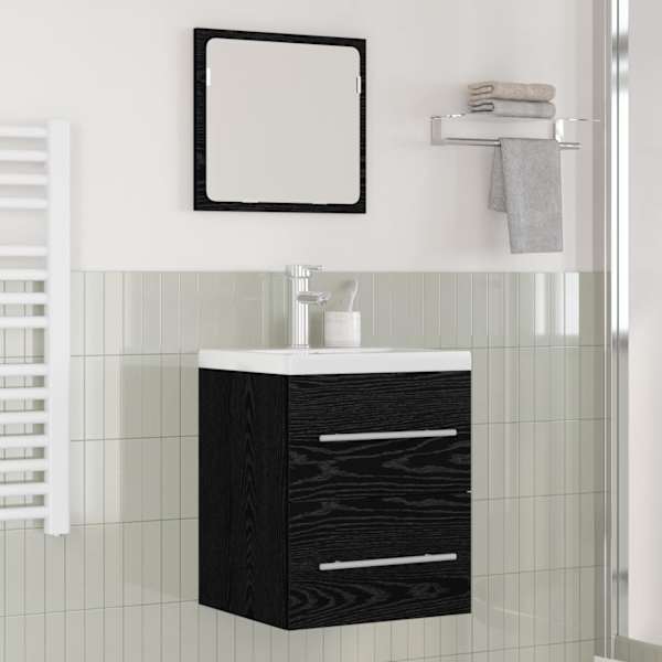 Vannitoa kraanikausi kapp sahtliga Must tamm 41 × 38,5 × 48 cm