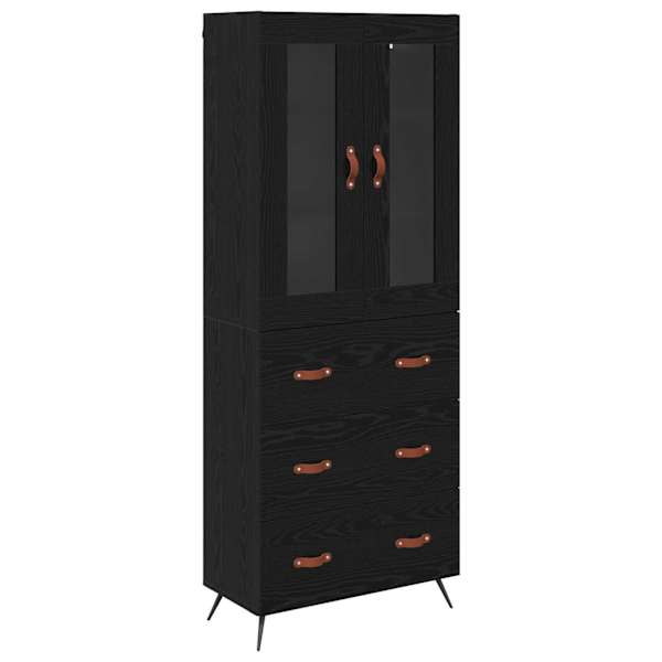 Kõrge kapp riiuliga 2 tk Must tamm 69,5 × 34 × 180 cm Tehispuit