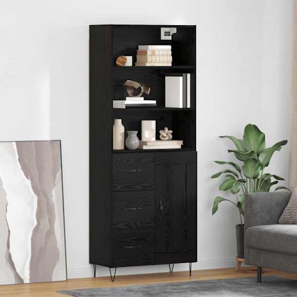 Kõrgushein 2 tk Must tamm 69,5 × 34 × 180 cm Tehispuit ja klaas