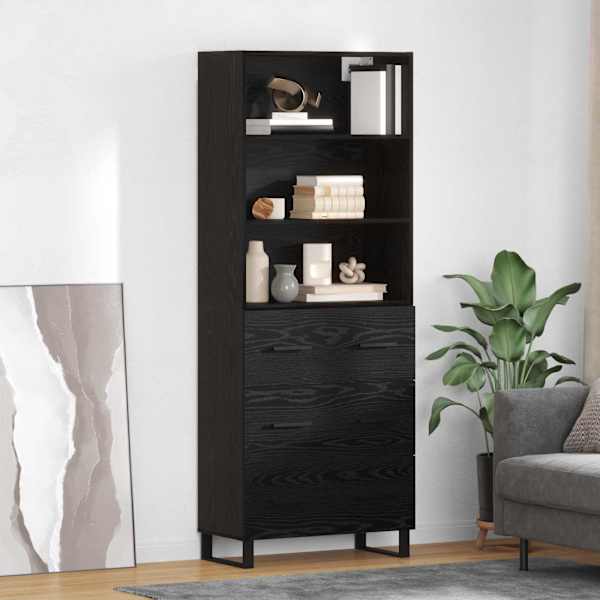 Kõrgushein 2 tk Must tamm 69,5 × 34 × 180 cm Tehispuit ja klaas