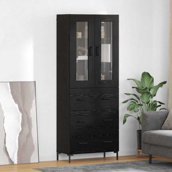 Kõrgushein 2 tk Must tamm 69,5 × 34 × 180 cm Tehispuit