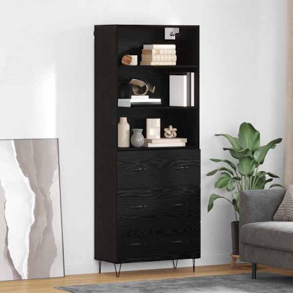Kõrgushein 2 tk Must tamm 69,5 × 34 × 180 cm Tehispuit ja klaas