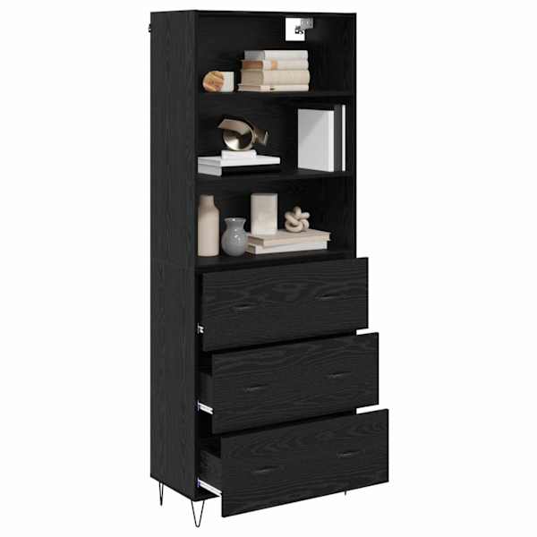 Kõrgushein 2 tk Must tamm 69,5 × 34 × 180 cm Tehispuit ja klaas