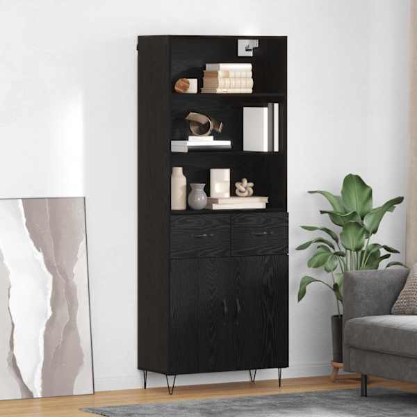 Kõrgushein 2 tk Must tamm 69,5 × 34 × 180 cm Tehispuit ja klaas
