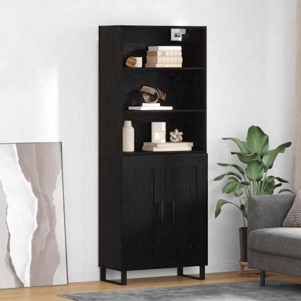Kõrgushein 2 tk Must tamm 69,5 × 34 × 180 cm Tehispuit ja klaas