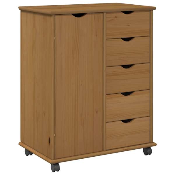 Rattaga kapp 63,5 × 39 × 79 cm Kindel männipuidust Meepruun