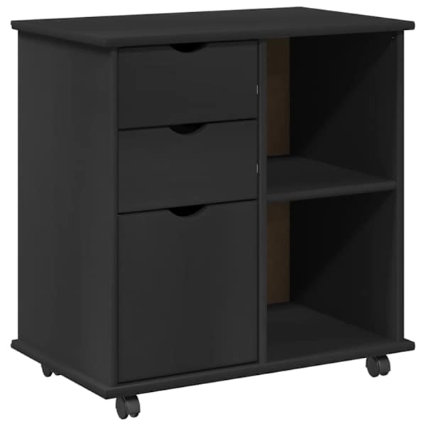 Rattaga kapp 63,5 × 39 × 65,5 cm Kindel männipuidust Must