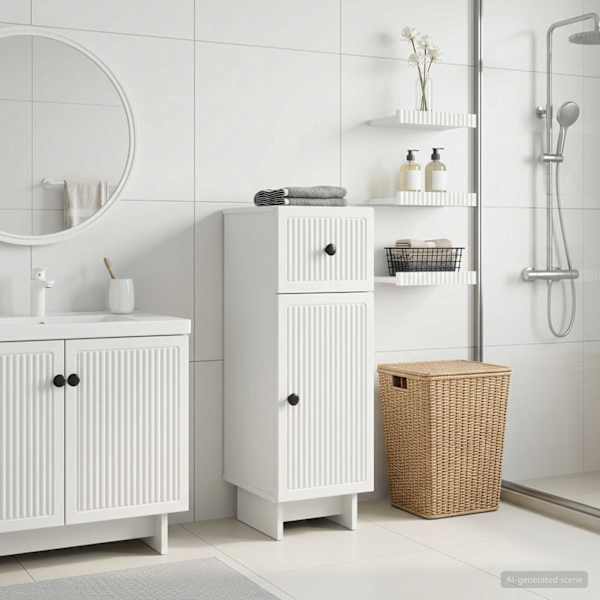 Vannitoa hoiukapp EDE Valge 30 × 31 × 80 cm Tehispuit