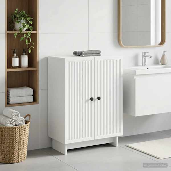Vannitoa hoiukapp EDE Valge 59,5 × 31 × 80 cm Tehispuit