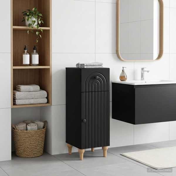 Vannitoa hoiukapp ALKMAAR Must 30 × 31 × 80 cm Tehispuit