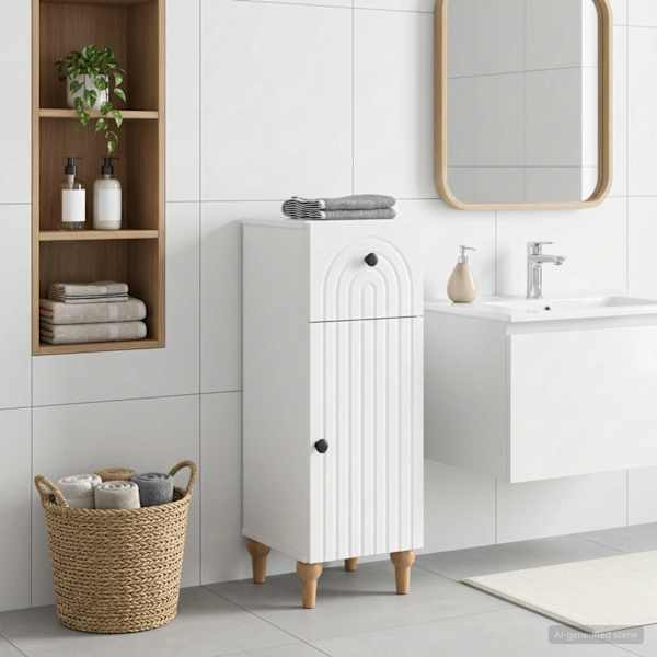 Vannitoa hoiukapp ALKMAAR Kõrgläikega valge 30 × 31 × 80 cm