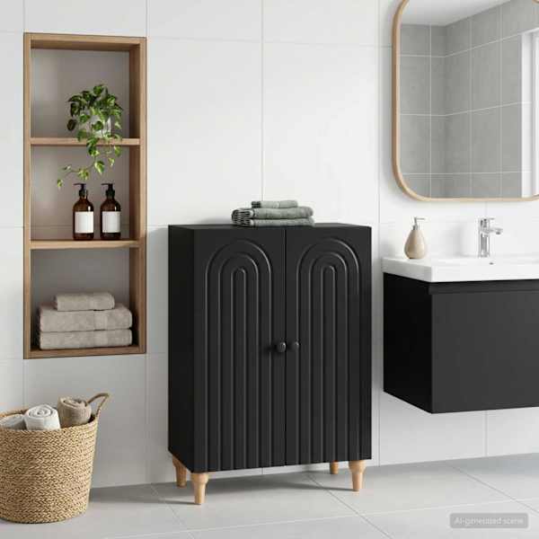 Vannitoa hoiukapp ALKMAAR Must 59,5 × 31 × 80 cm Tehispuit