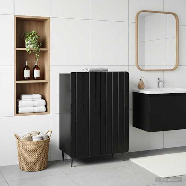 Vannitoa hoiukapp ZWOLLE Must 59,5 × 31 × 79,5 cm Tehispuit
