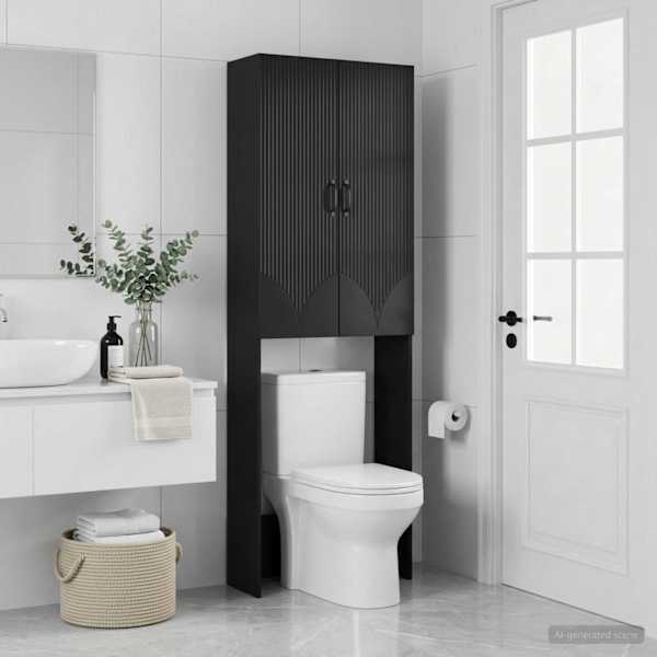 Tualettkabinet HOORN Must 66 × 25,5 × 190 cm Tehispuit