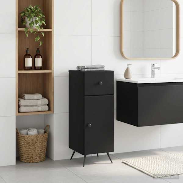 Vannitoa hoiukapp BREDA Must 30 × 31 × 80 cm Tehispuit