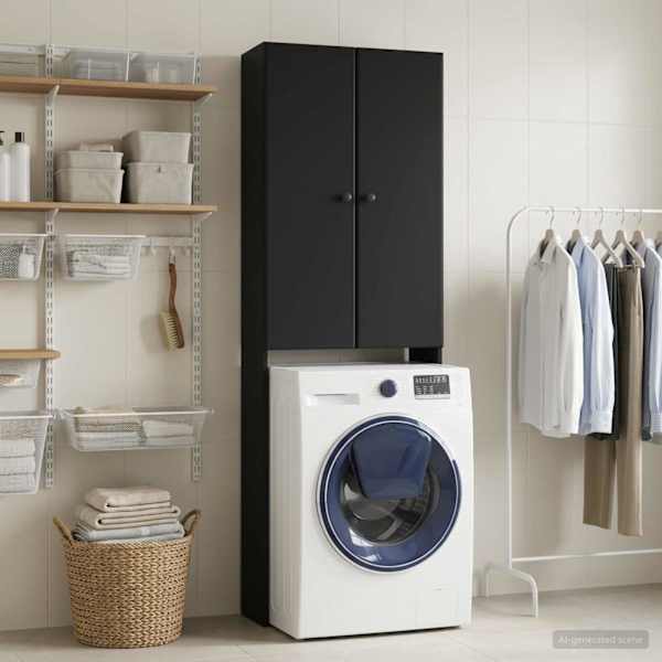Tualettkabinet BREDA Must 66 × 25,5 × 190 cm Tehispuit